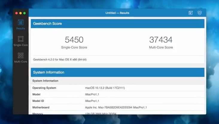 imac pro geekbench benchmarks